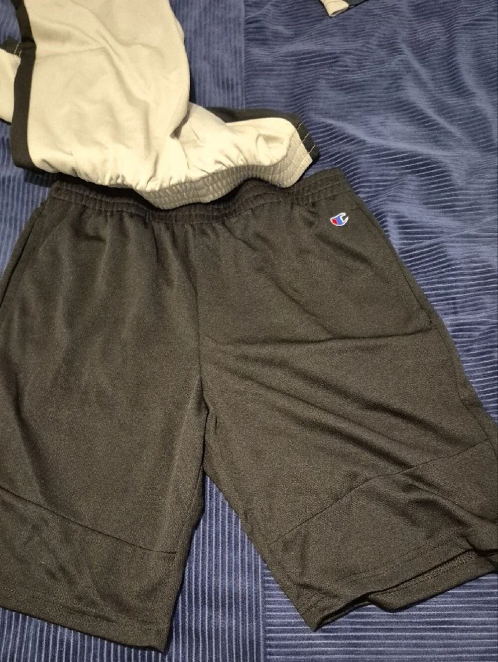 Champion Men's Athletic Shorts - Light Gray with Black Side Panels